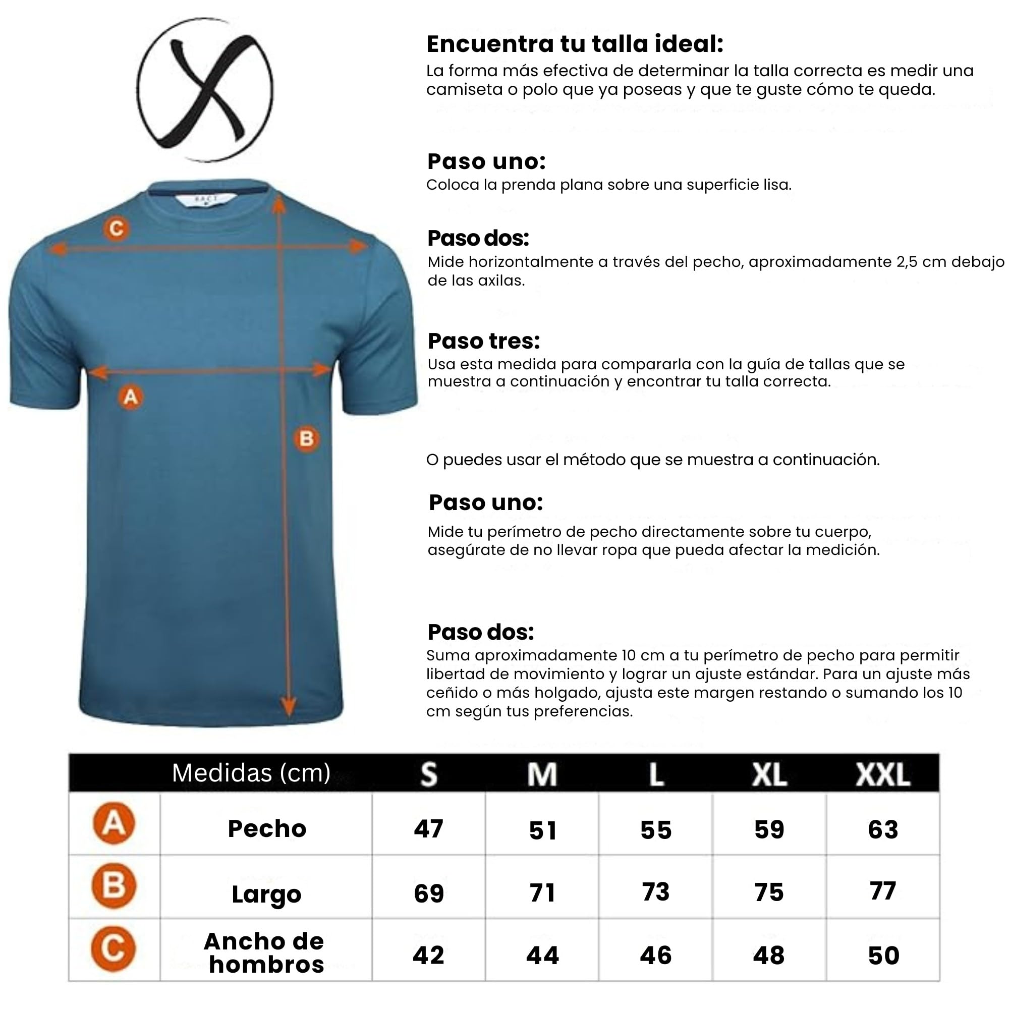 Xact Paquete de 5 camisetas lisas de algodón con cuello redondo para hombre
