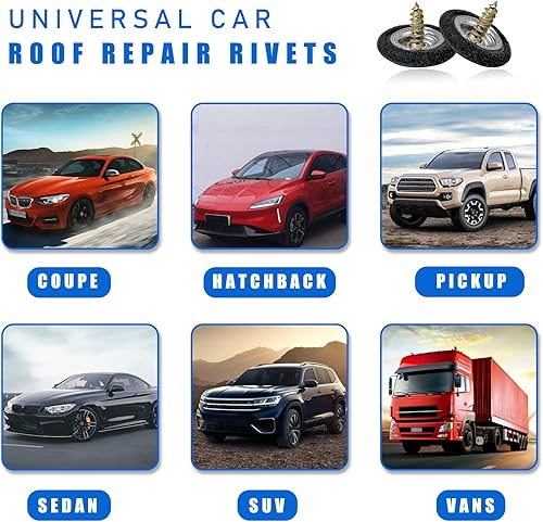 Miniatura 6 de Kit de reparación de techo de techo de automóvil, 60 piezas, retenedor de remaches a presión de techo con herramienta de instalación, forro interior