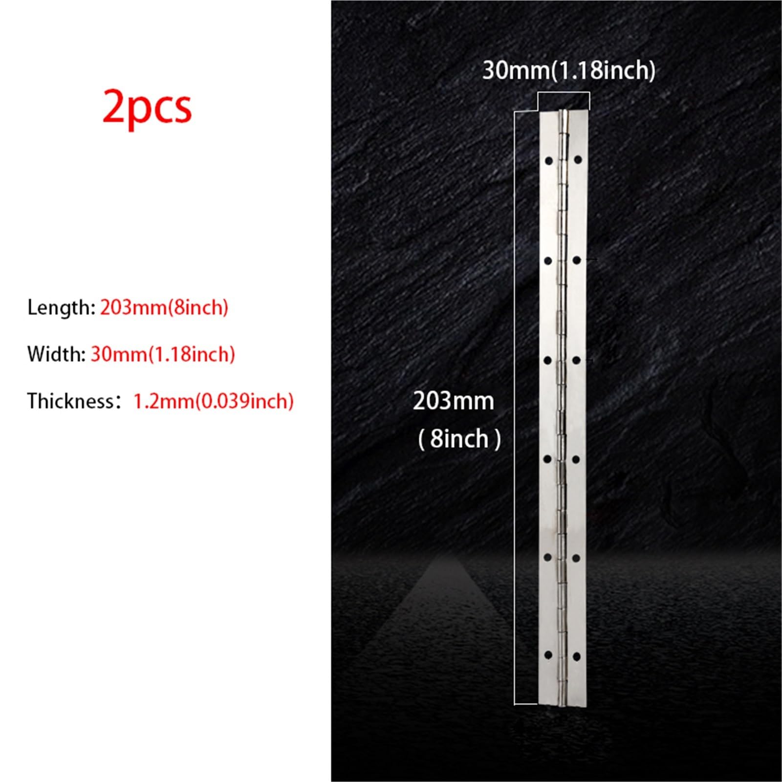 Cerniere Per Ante Cucina 8 10 12 16 20 24 Inch Piano Hinges Heavy Duty Stainless Steel 304 Continuous Hinge 270 Degree Long Cabinet Cupboard Furniture(8 inch)