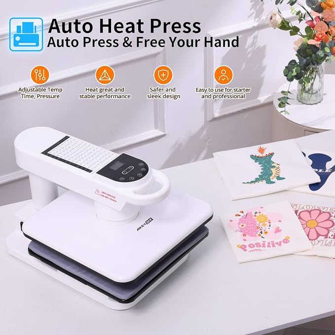Prensa Térmica Automática para Camisetas AKEYDIY 15x15 Pulgadas miniatura 7
