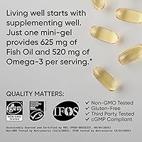 Vista 4 de Sports Research® Omega-3 Fish Oil Mini Gels 625mg - Sourced from Wild Alaska Pollock w/Omega-3 EPA & DHA - Sustainably Sourced · Non-GMO · Gluten