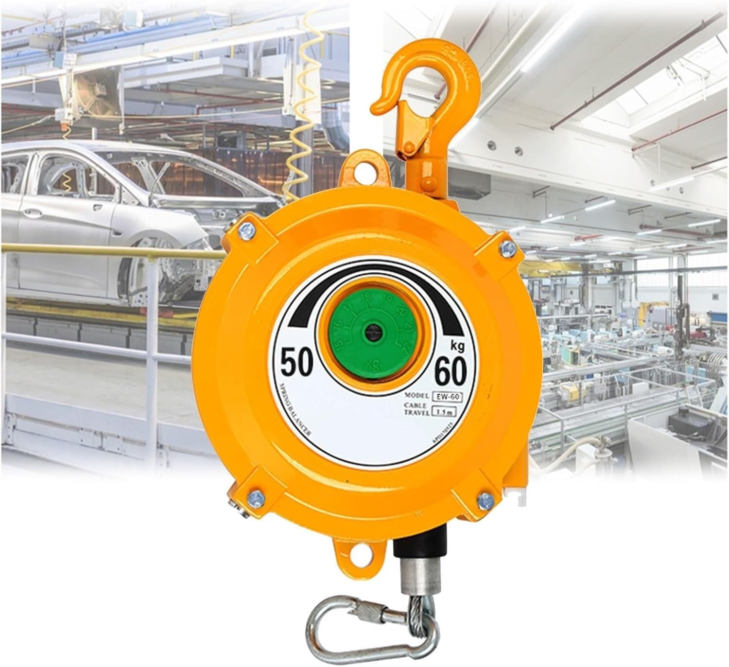 VUIKLCty Spring Balancer, Suspendable Telescopic Tool Spring Balancer, Adjustable Balancer Telescopic (Size: 50-60 Kg)