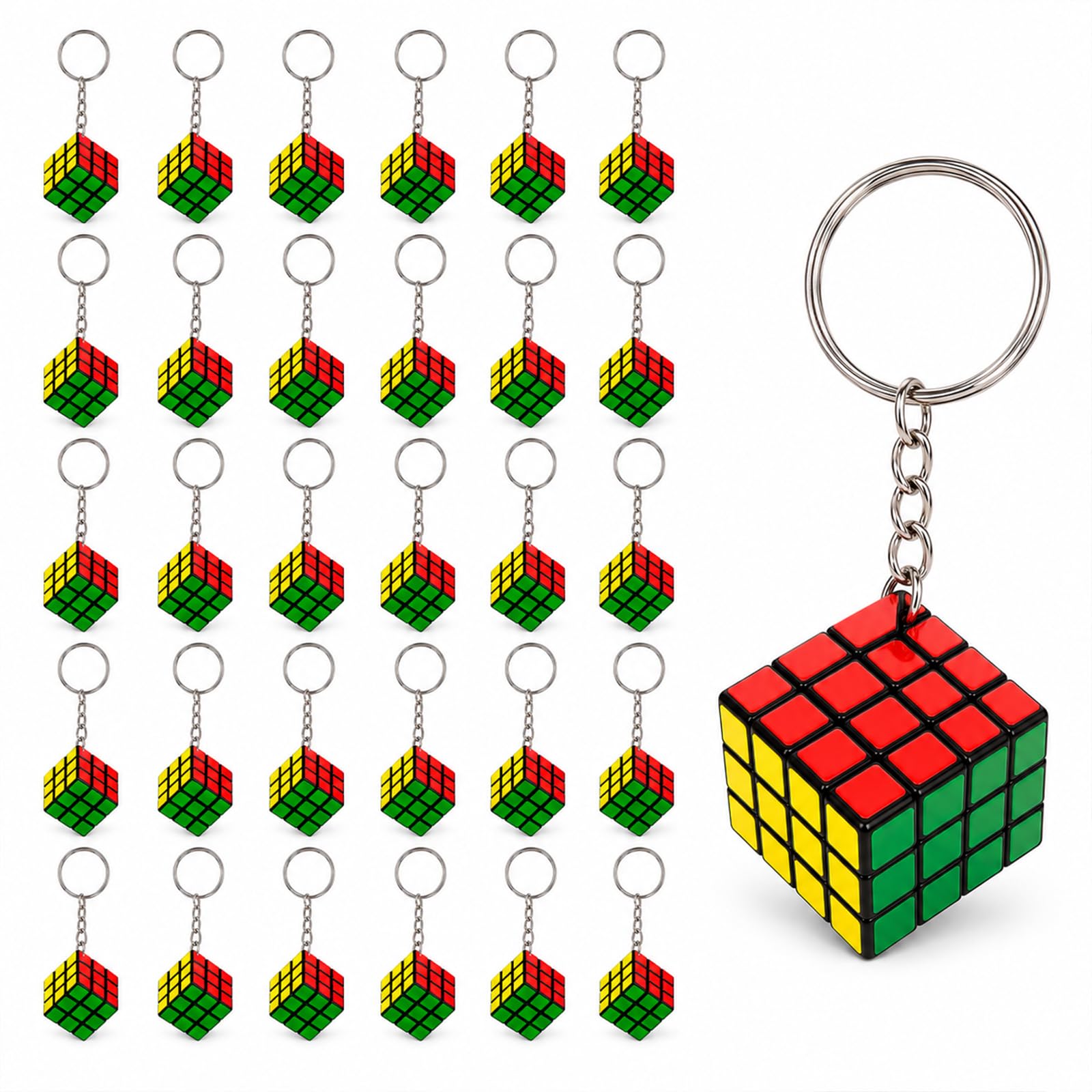 30 Mini Keyring Puzzle Speed Cube Fidget Toys, Color