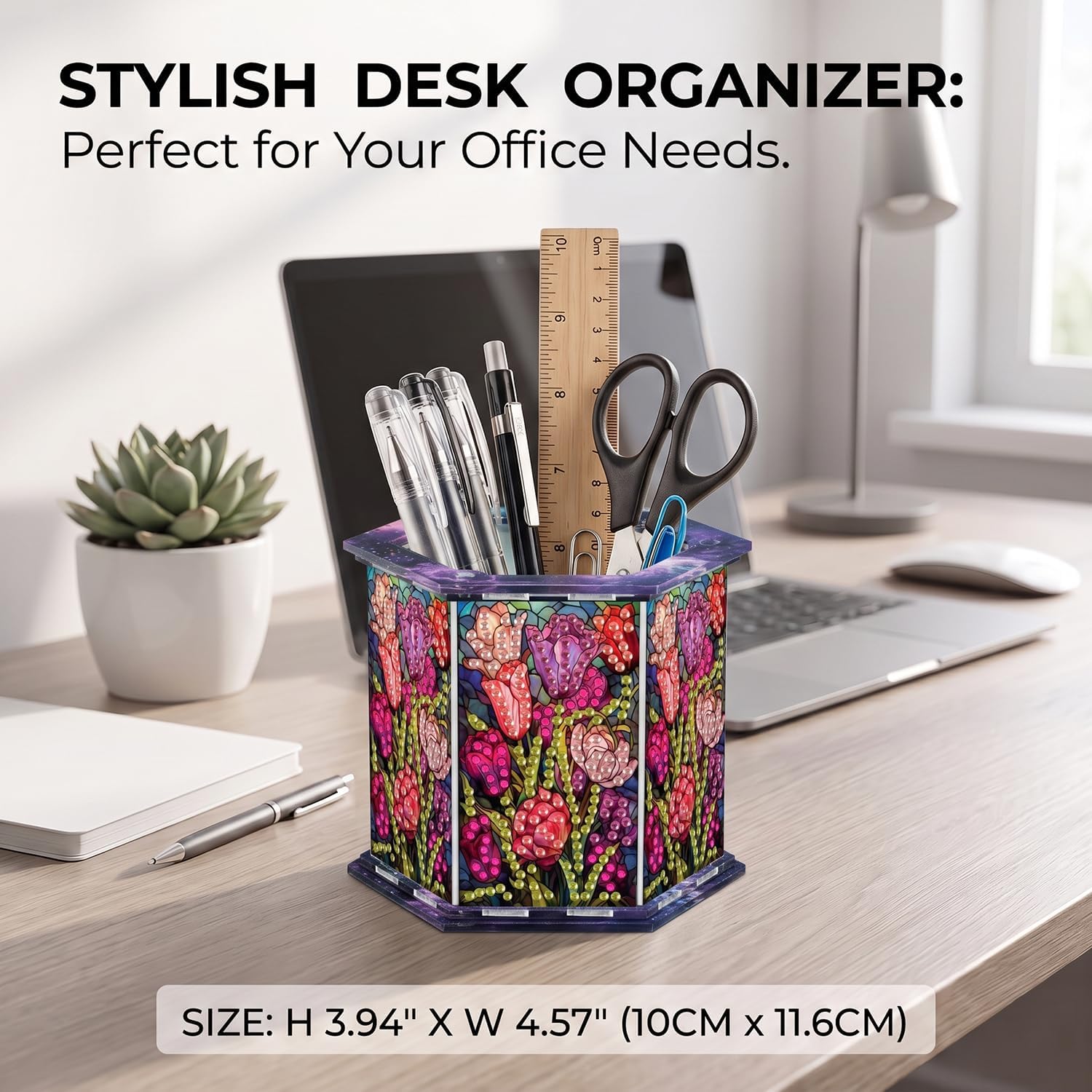 DIY Diamond Art Acrylic Pen Holder For Desk,Makeup Brush Holder image 5