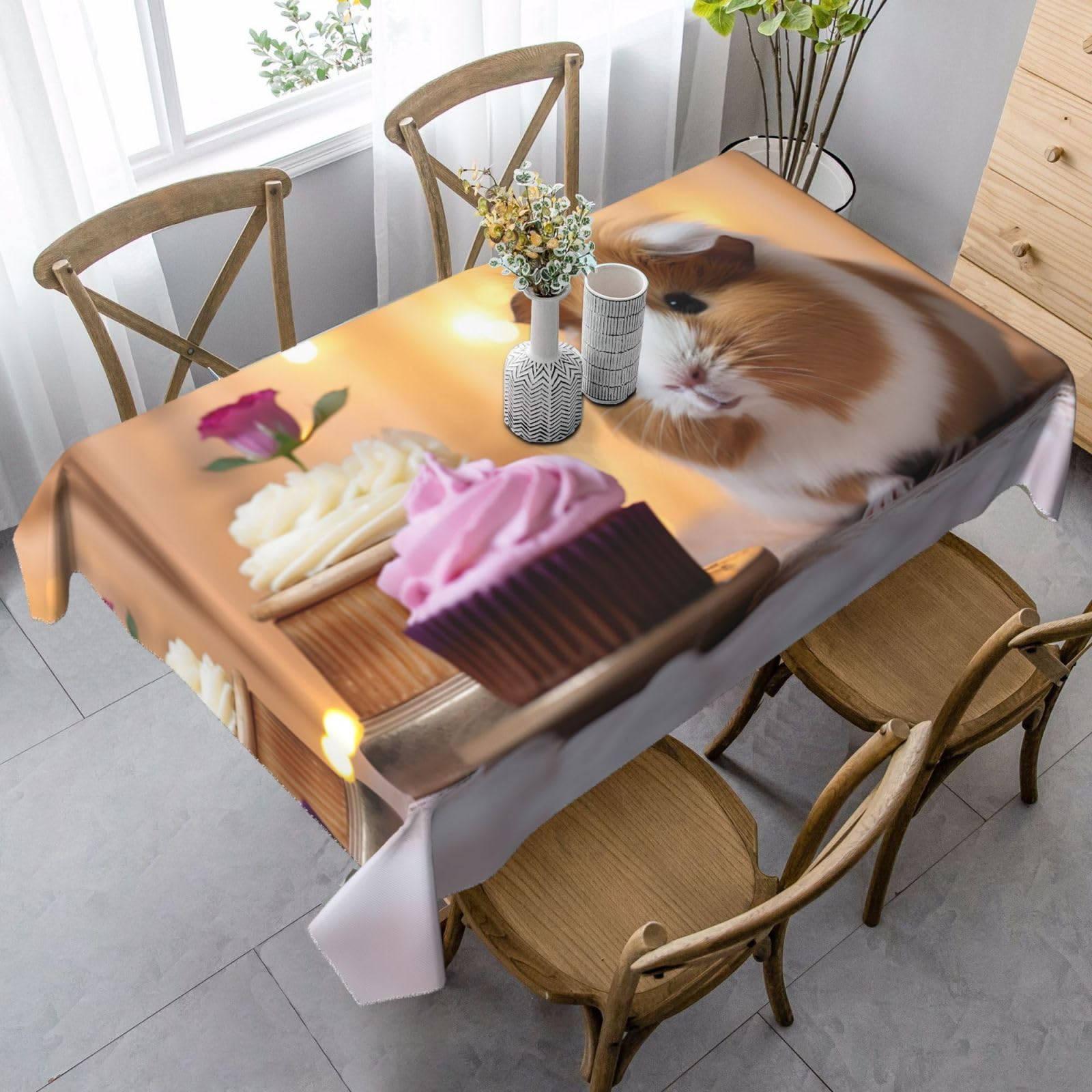 SABFWF Guinea Pigs And Cupcakes Print Rectangular Tablecloth,Thanksgiving Table Cloth,Decorative Cloth Table Cover