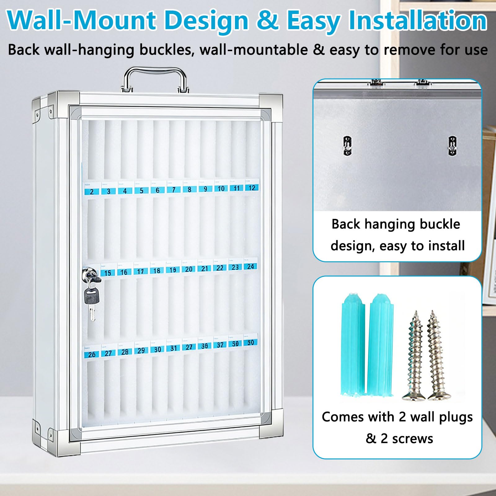 Armoire de rangement téléphone portable 48 emplacements casiers verrouillables argenté