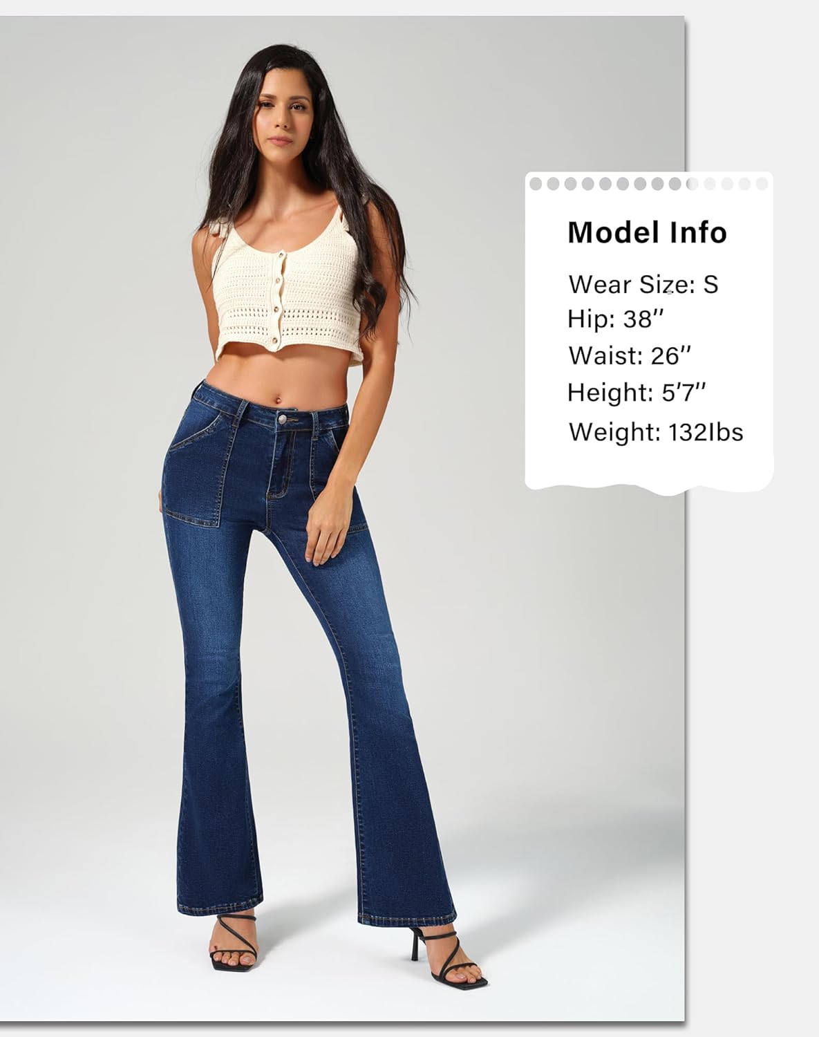 roswear Flare Jeans for Women Bootcut Stretchy Slim Fit Denim Pants Fall Outfits - Image 5