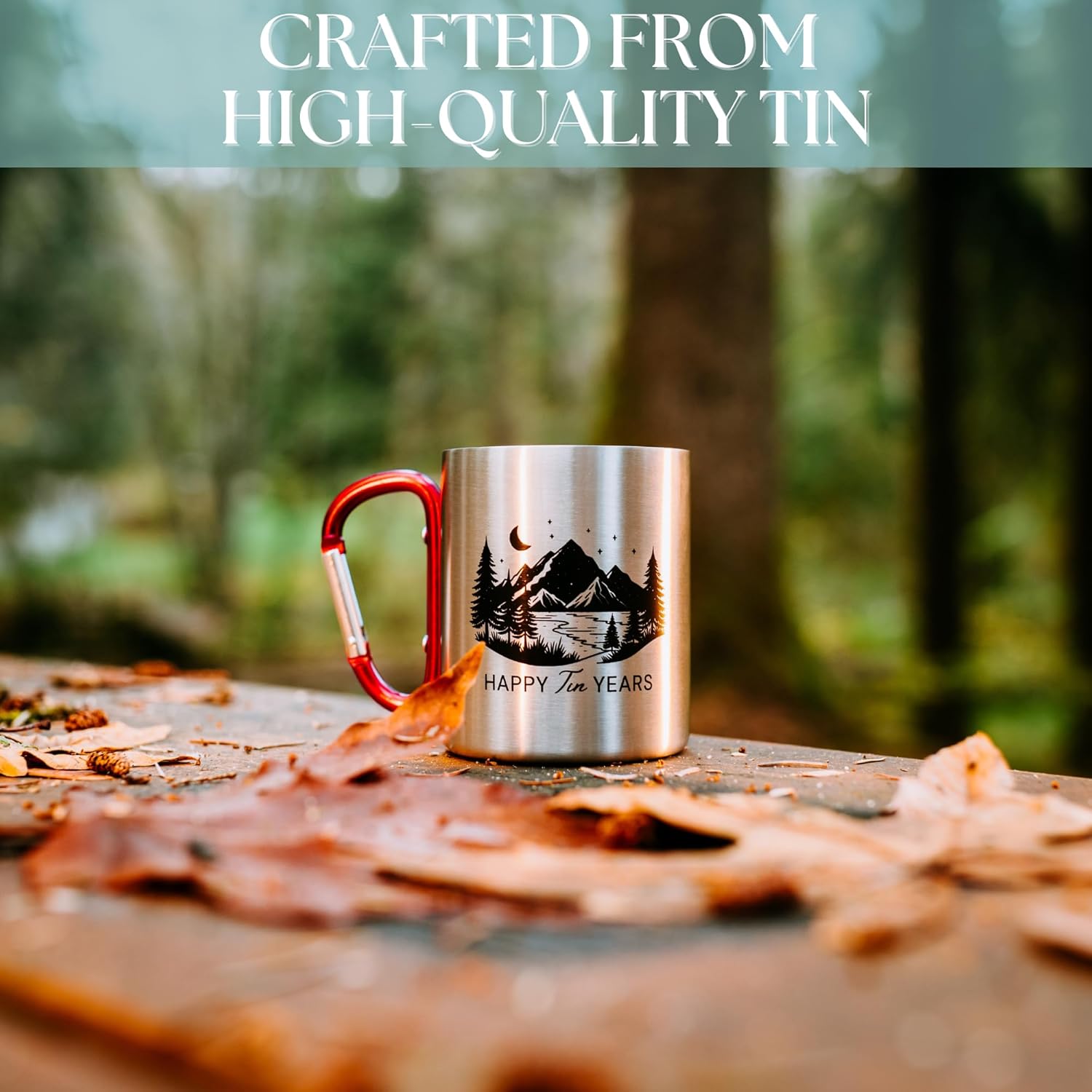 10 Year Anniversary Tin Gifts for Him – Tin Anniversary for Husband - 8-12oz Aluminum Mug with Carabiner Handle – 10th Anniversary for Couple (2pk Combo Royal Blue and Hot Pink 12oz)