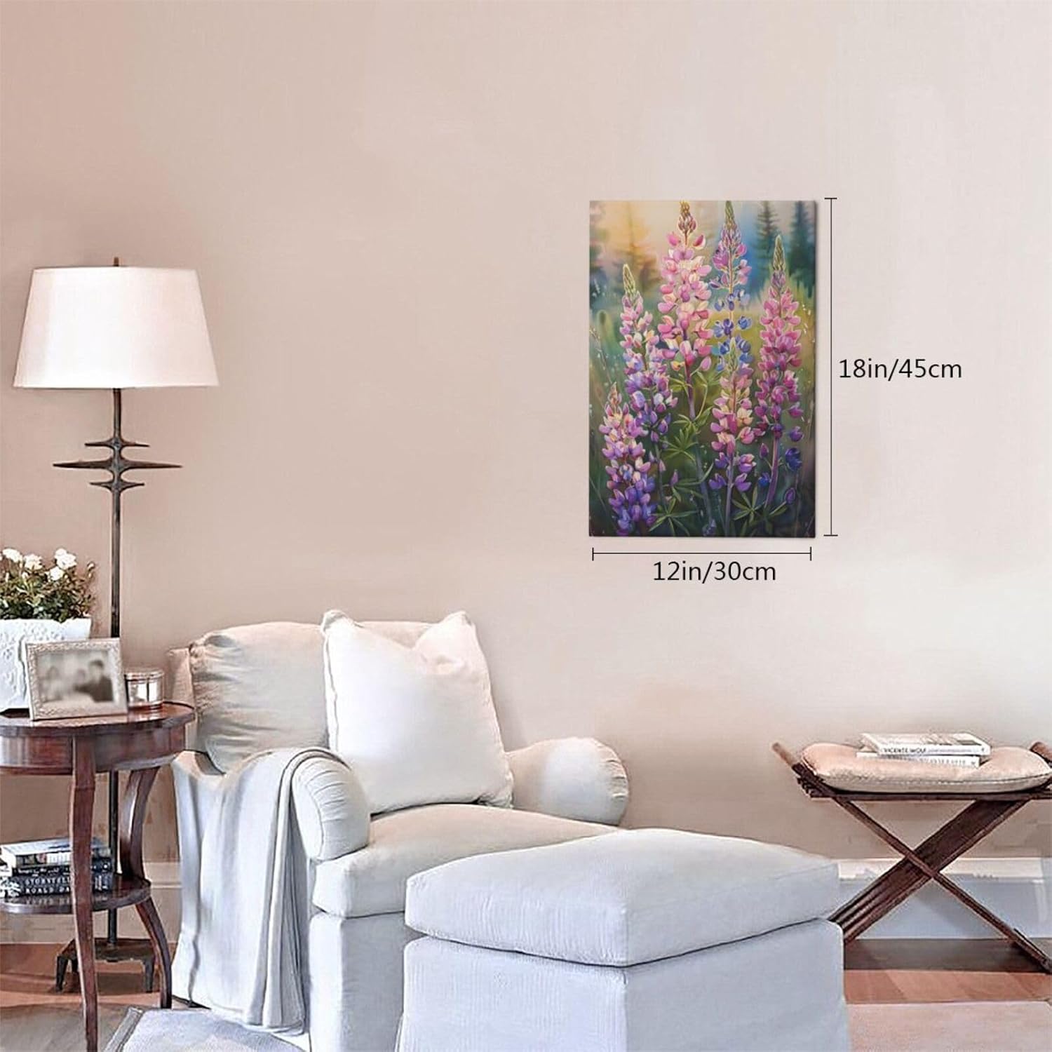 MA6GE8DE Garden Yard Wall Art Decor Lupin Bean Painting Canvas,Farmhouse Living Room,Garden,Bedroom Wall Decor Accessories,Classic Flower Modern Art Posters & Prints,Gift For Flower Lovers 12x18 inch
