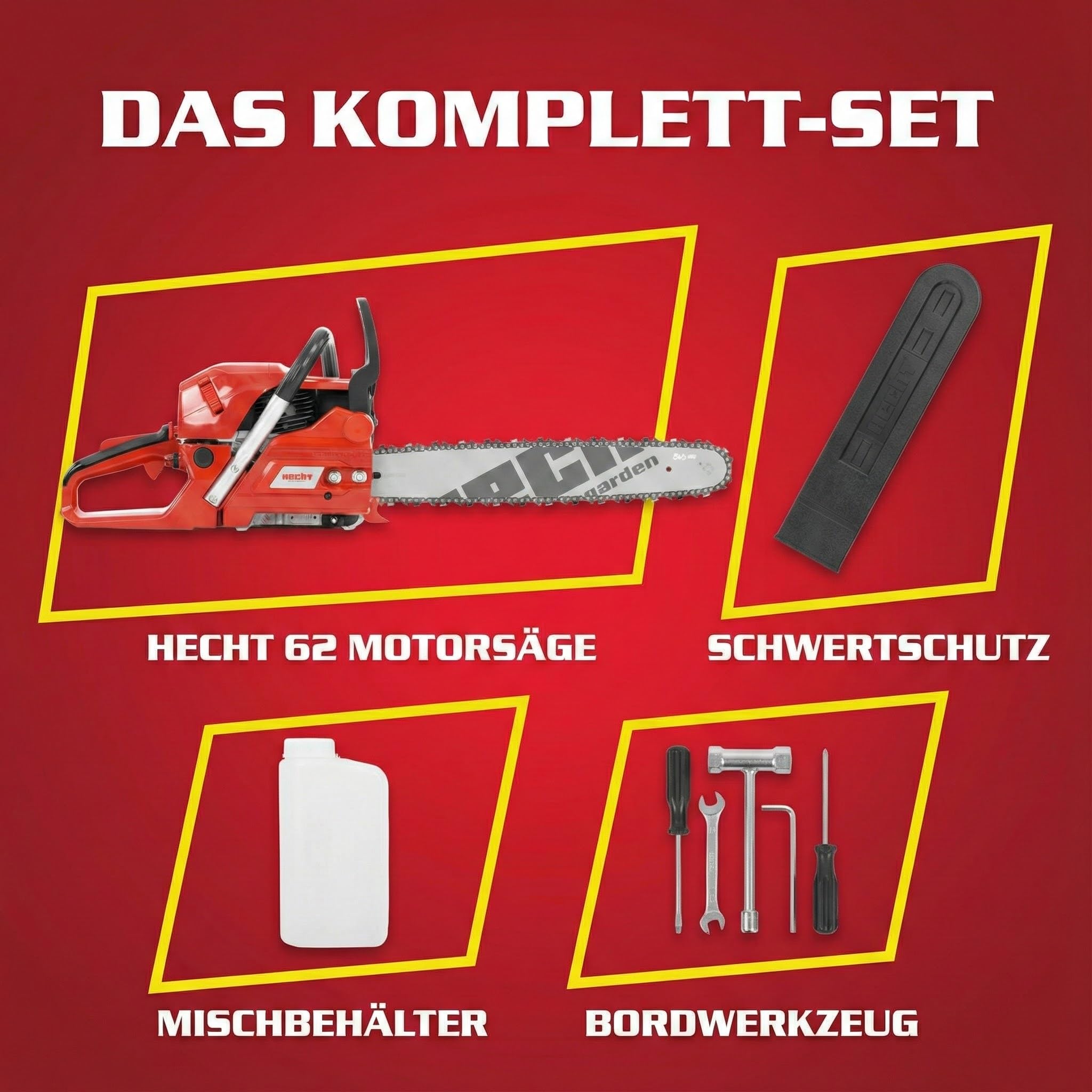HECHT Benzin Kettensäge 62 cm³ 4 PS mit 50 cm Schwert