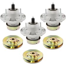 3 x AM144377 Deck Spindle&3 x M163464 Deck Spindle Pulley Compatible with John Deere Z425, Z435, Z445 Ztrak Zero Turn Mowers with 48" 54" Deck, Lawn Spindle Assembly, Main Shaft Pulley