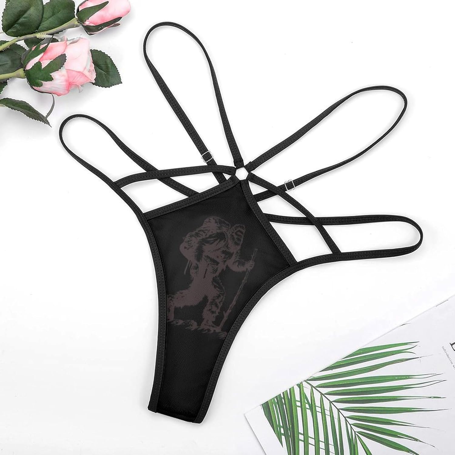 Bigfoot Hiking Camping Funny Women's T-back Thong Panties G-String Printed No Show Underwear