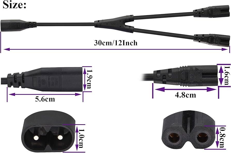 ②-aと⑦-c セット Amazon.com: Tekit IEC 320 C8 to Dual Angled C7 Y Split Power Cord
