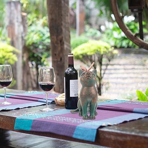 Miniatura 9 de Figuras en miniatura Estatua de gato de jardín, mariposa pegada en la nariz de gato, escultura conmemorativa de gato, figura conmemorativa de