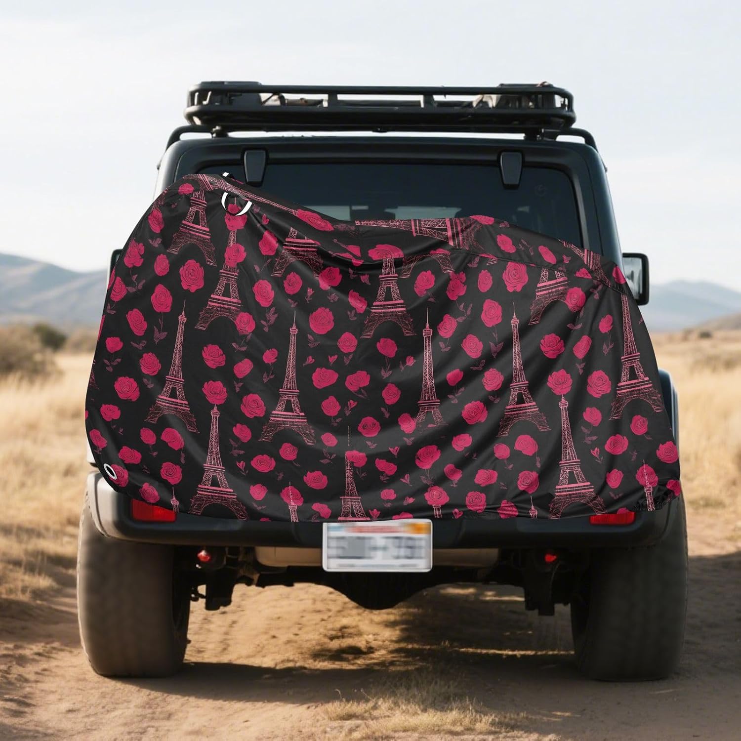 ALAZA Eiffel Tower Red Rose Bike Cover Waterproof Outdoor Ebike Bicycle Covers Tarp Protection for 1/2 Bikes, Sun UV Dust Wind Proof