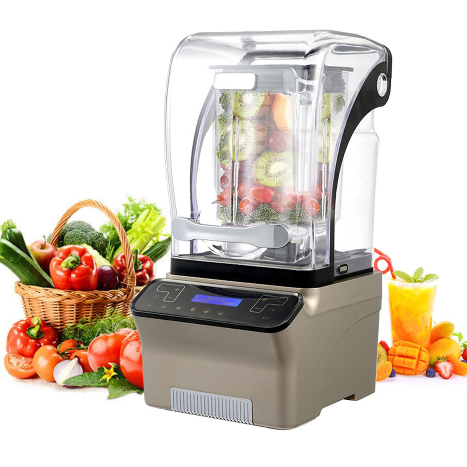 LYDZUSDP 1.8L Ice Crusher,Touch Soybean Milk Fruit Juice Regulation Timing Sound Insulation with Cover,Milk Tea Shop,Smoothie Machine(B)