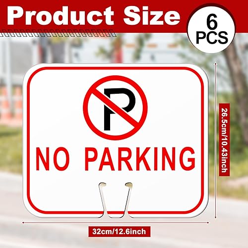 Miniatura 2 de Geetery 6 señales de no estacionamiento, cono de tráfico de 12.6 x 10.43 pulgadas, señal de advertencia superior de cono de tráfico de plástico para