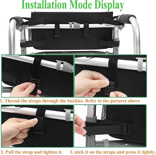 Miniatura 3 de CTWWFS Cesta de andador mejorada con soporte para tazas, bolsa de almacenamiento plegable para personas mayores con gran capacidad y nunca se