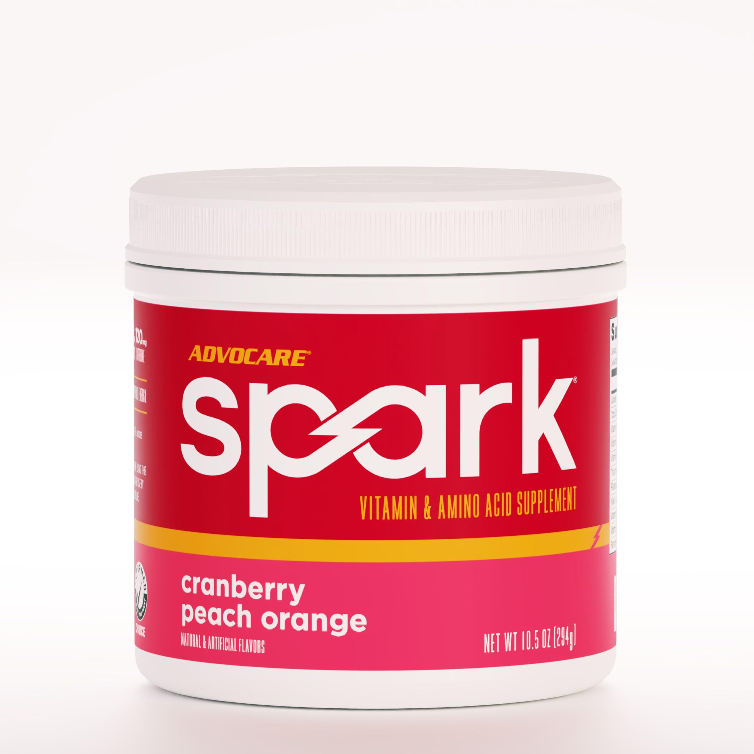 AdvoCare Spark - Energy Drink Mix - Vitamin & Amino Acid Supplement - Supports Energy & Focus - Portable Immune Support - Sugar-Free - Cranberry Peach Orange (10.5 oz)