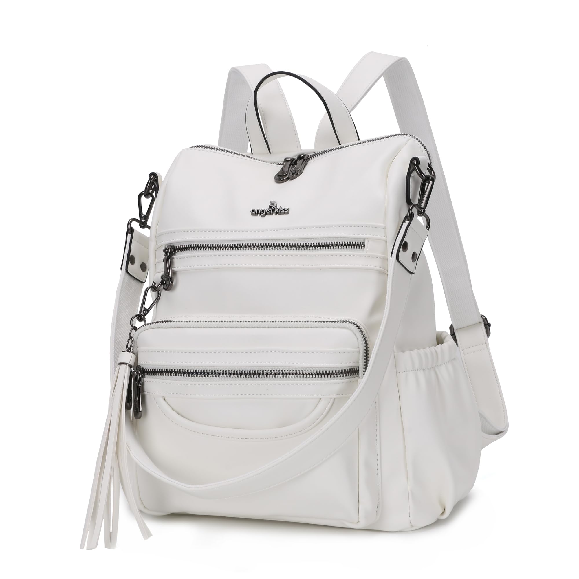 Bolso de mujer de piel sintética con cierre de cremallera, mochilas informales de hombro
