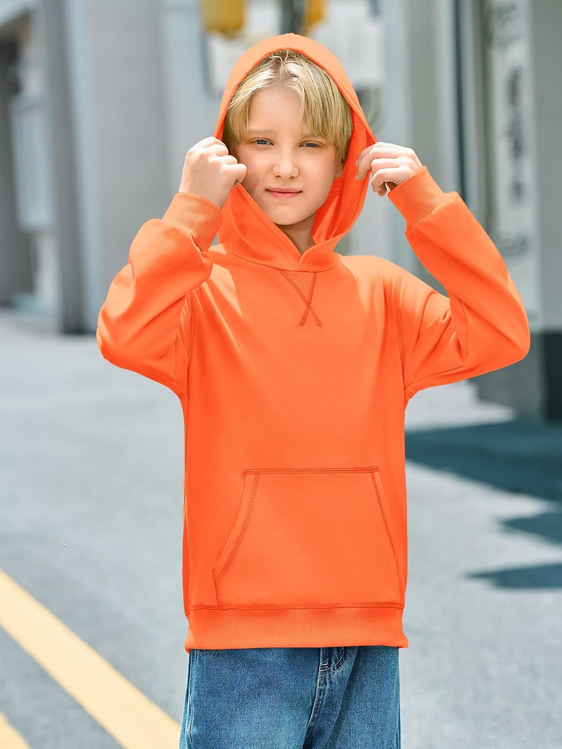 Haloumoning Boys' Fashion Hoodies Kids Long Sleeve Hooded Sweatshirts with Pocket 5-14Y