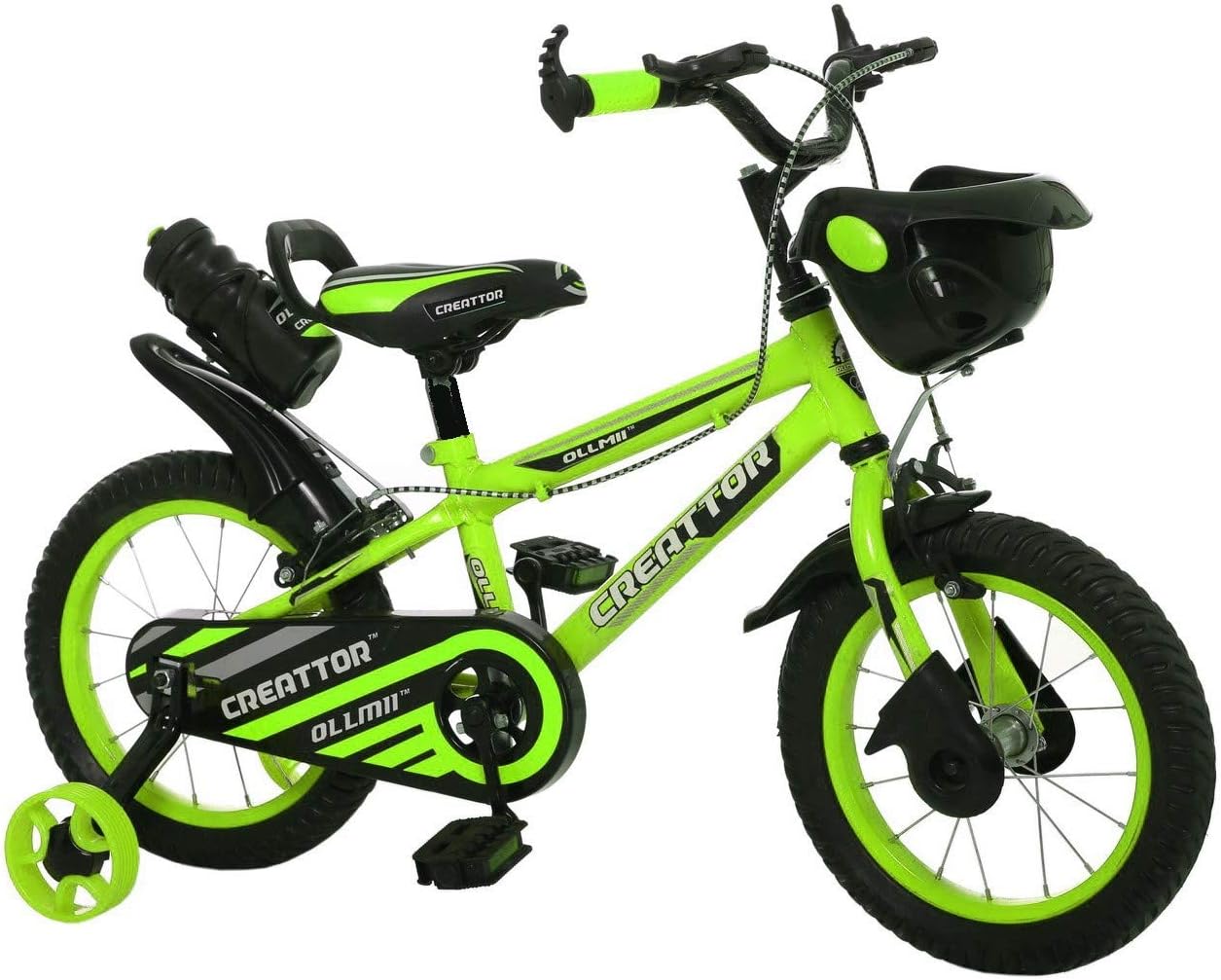 Ollmii Bikes Creattor 14 inches Steel Rim Green BMX Unisex Kids Cycle for 3 to 5 Years