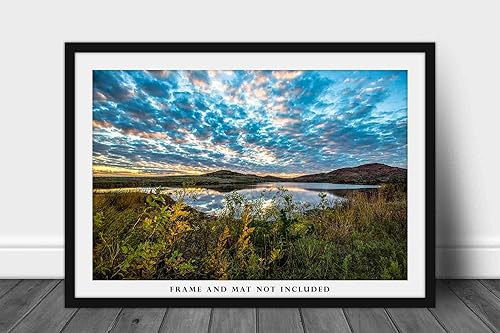Miniatura 9 de Landscape Photography Print (Not Framed) Picture of Scenic Sky Over Lake at Sunset on Autumn Evening in Wichita Mountains Oklahoma Great Plains Wall