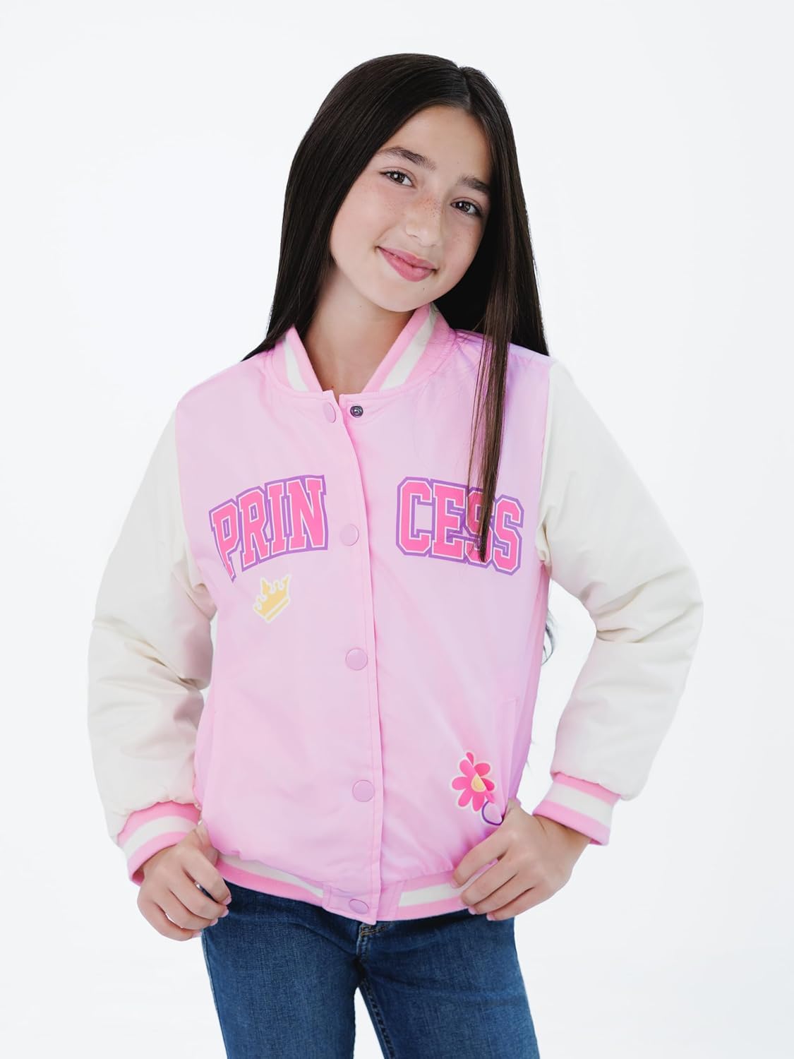 Disney Junior Girls Varsity Bomber Jacket Toddler to Big Kid Sizes (2T - 14-16) - Image 2