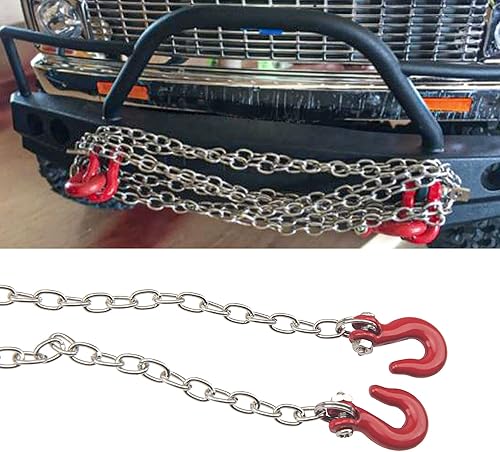Miniatura 4 de Gancho de remolque de metal RC 1/10 con cadena de remolque con grilletes de hebilla, accesorios de decoración RC compatibles con Axial SCX10 Traxxas