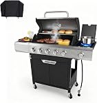 Endark 3-burner Grille à gaz propane 26,000 BTU acier inoxydable avec grilles de cuisson en fil d'émail et thermomètre intégré avec roues latérales pour le patio, le jardin et la cuisine extérieure