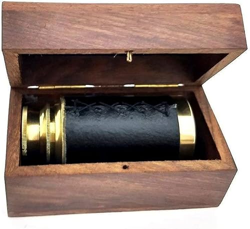 Miniatura 3 de Explore Handheld Brass Pirate Navigation Telescopio con caja de madera 6 Brass