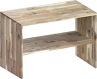 WOODPRO アカシア コの字収納ラック(可動棚板1枚) 幅85cm 高さ46cm 奥行25cm 無塗装 完成品 テレビ台 モニター台 デスクシェルフ 1cm単位でオーダー可 受注生産