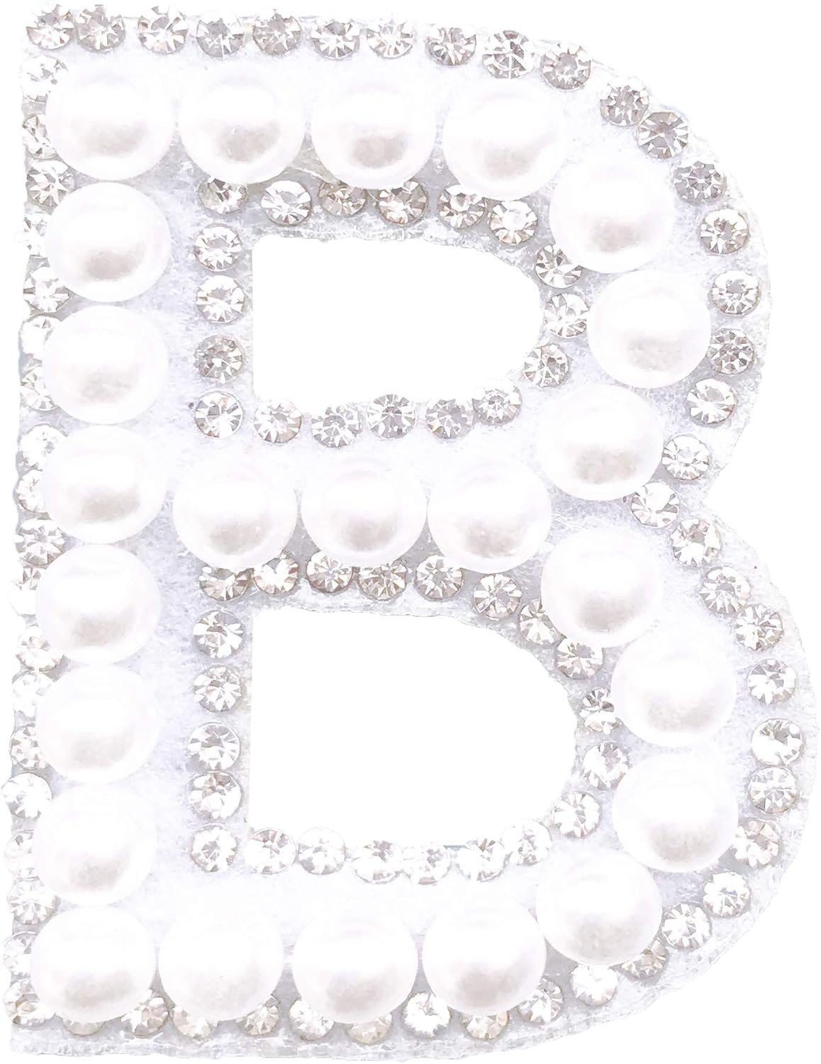 Rhinestone and Pearls Iron On Patches, Letter B