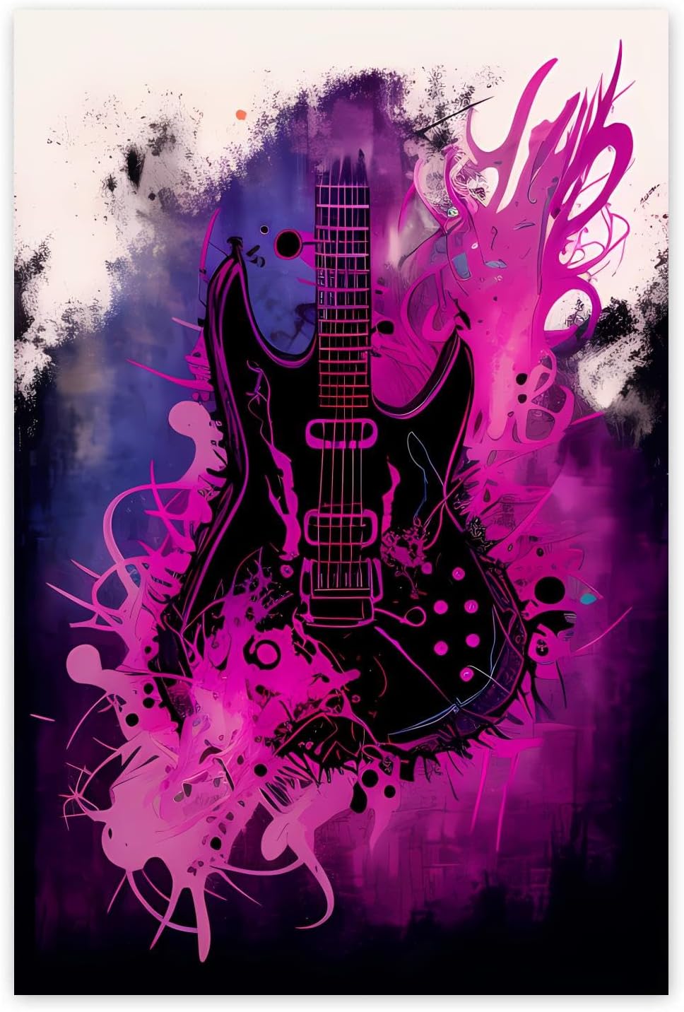 Gabbana Purple Guitar 5D Diamond Painting for Adults, Guitar Diamond Art, Diamond Dots Gem Art Garden Decoration Aesthetic 16x24 Inch