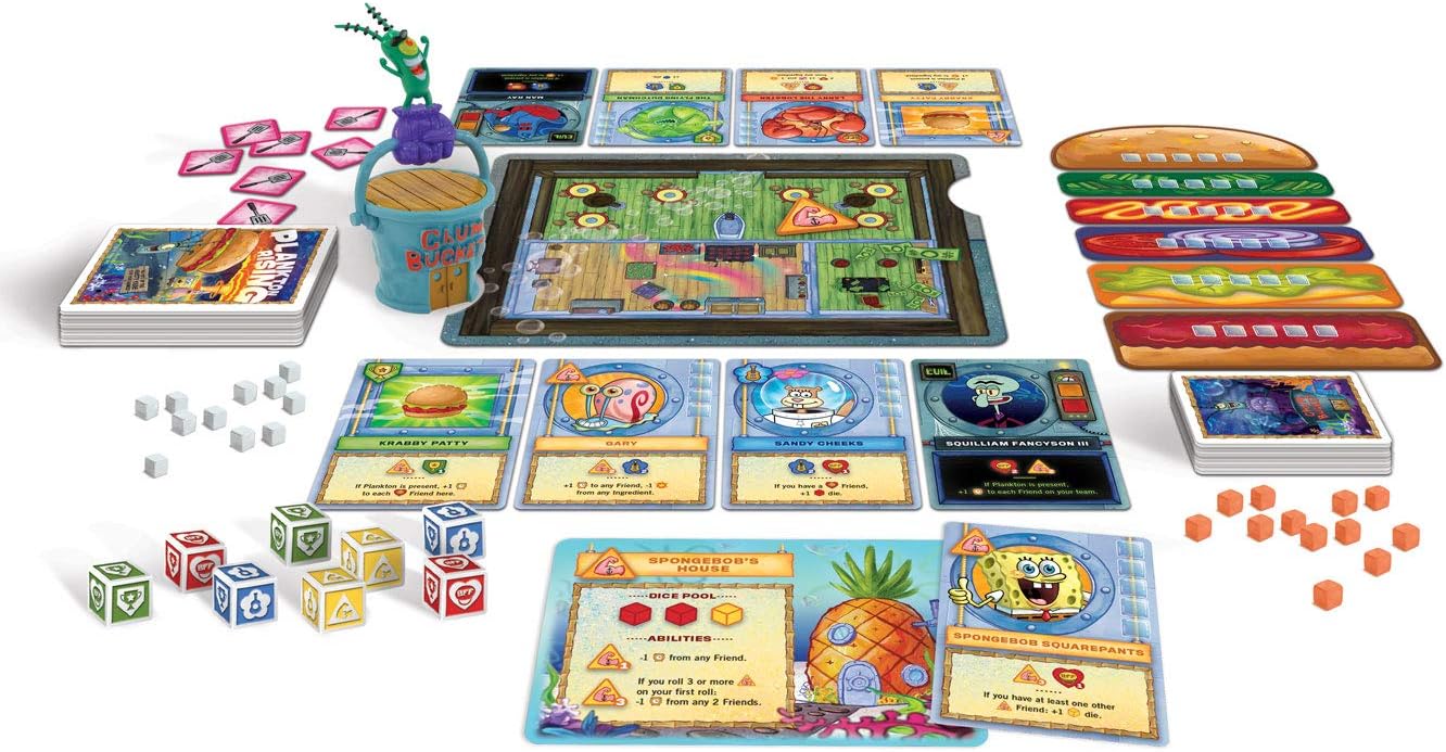 USAOPOLY Spongebob: Plankton Rising Cooperative Dice and Card Game | Featuring Artwork & Characters from Nickelodeon's Spongebob Squarepants Cartoon | Officially Licensed Spongebob Game