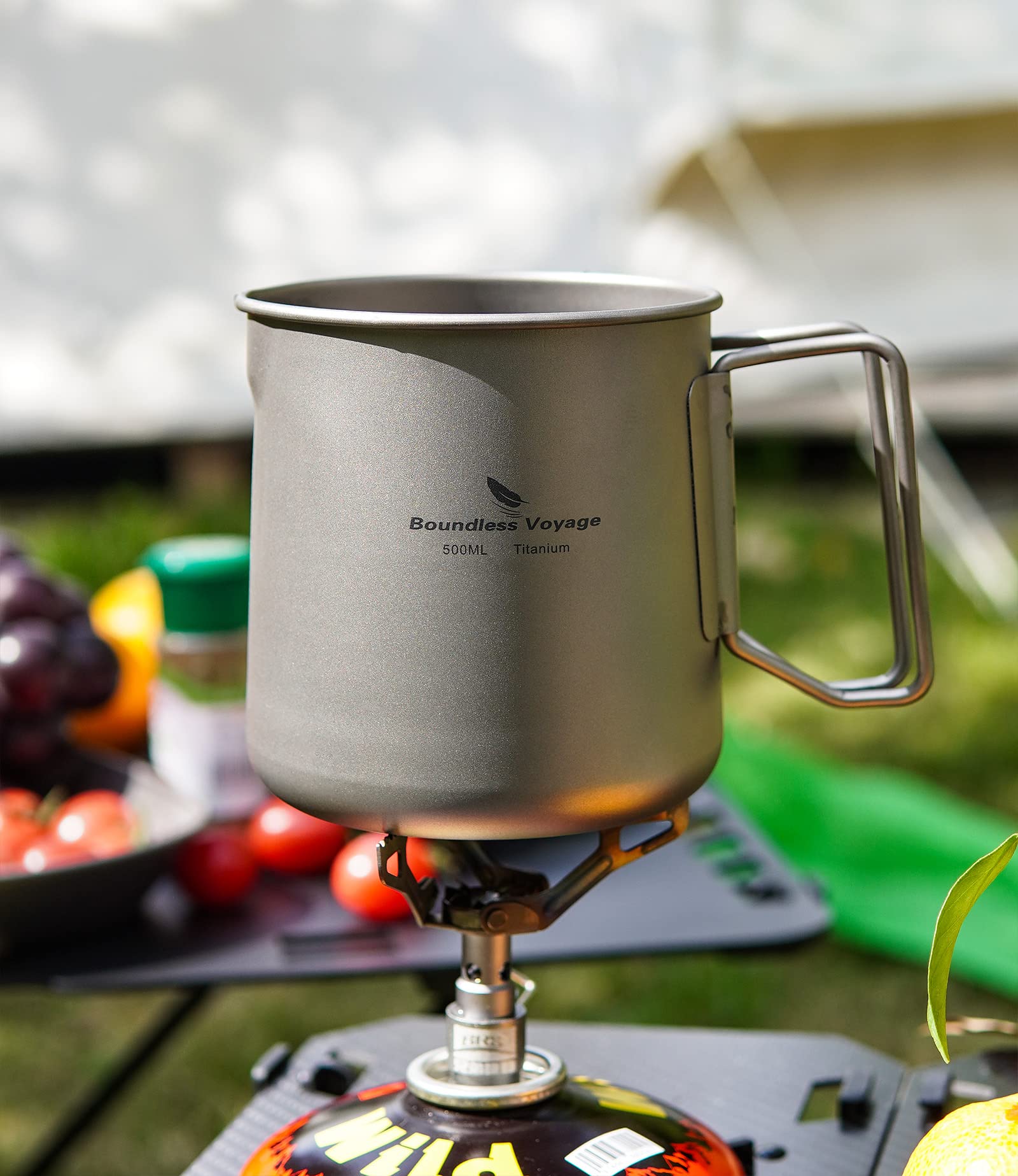 iBasingo Tytanowy garnek do herbaty 500 ml kubek do herbaty z filtrem i pokrywką jednowarstwowy kubek do kawy outdoor kemping zestaw przenośny lekki turystyczny naczynia do picia Ti3125D
