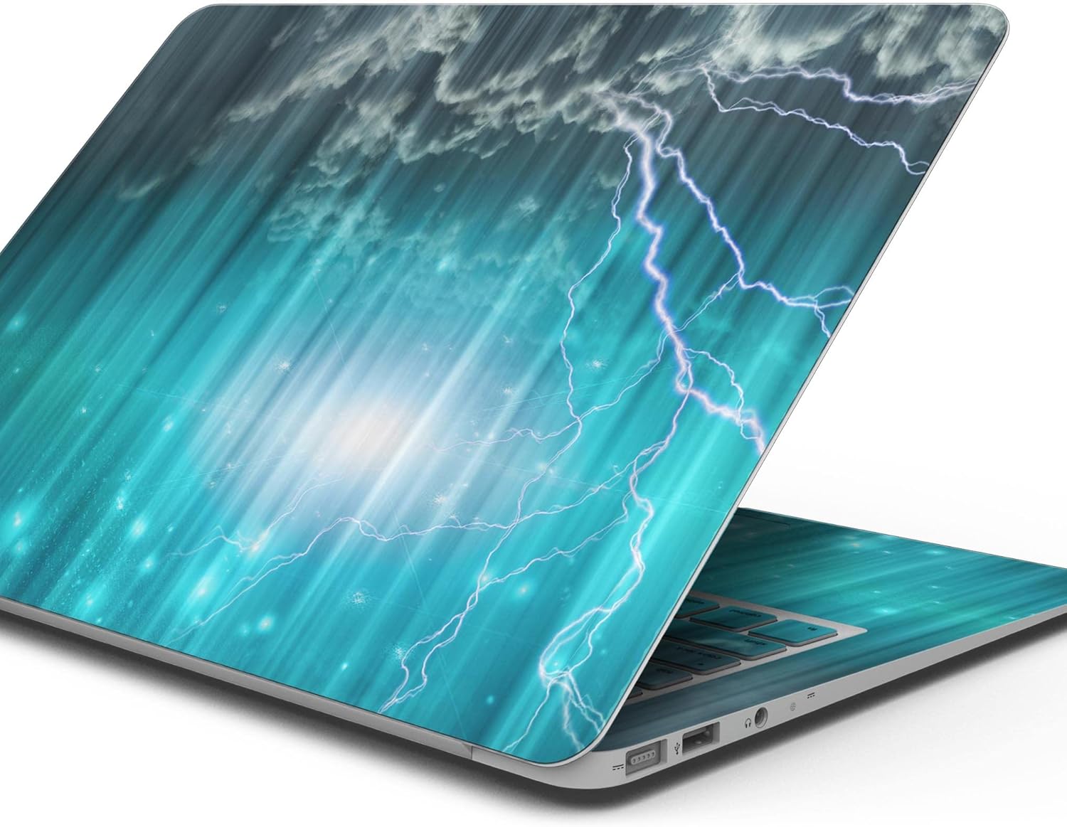DesignSkinz - Teal Twilight Zone with Strikes of Lightening - Full-Body Wrap Protective Decal Skin Kit Compatible with MacBook 13" Pro M1 (A2338)
