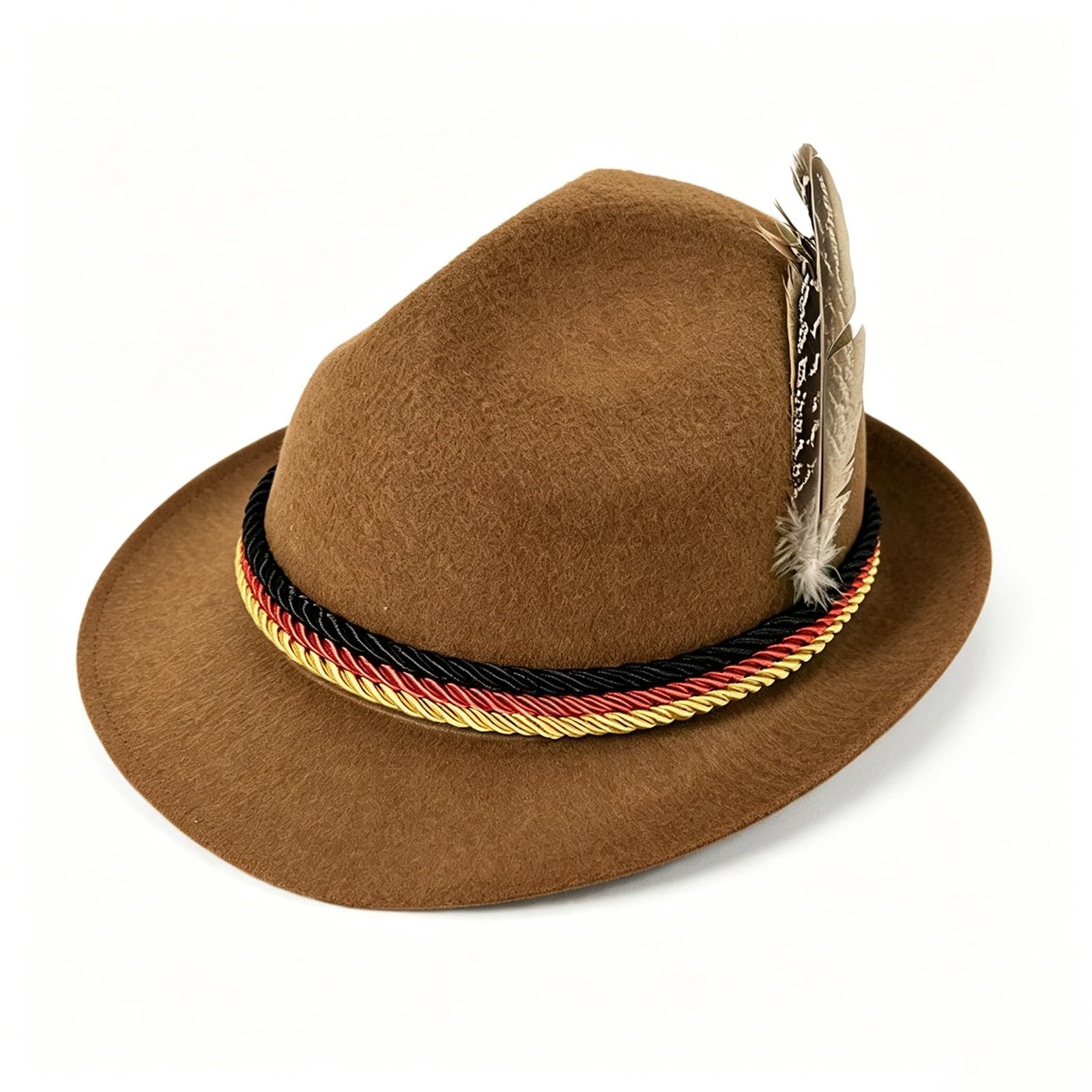 Oktoberfest Hat, German Bavarian Felt Seppel Hat with Feather for Men & Women, Traditional Fancy‑Dress Accessory for Oktoberfest, Carnival, Themed Parties & Beer Festival Celebrations