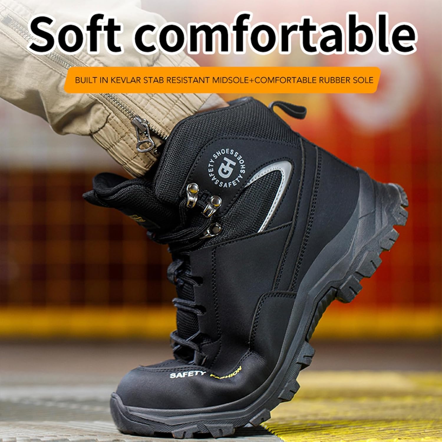 KAIDISEN Work Steel Toe Boots for Men Women Comfortable Non Slip Safety Boots Puncture Proof Industrial Construction Boots