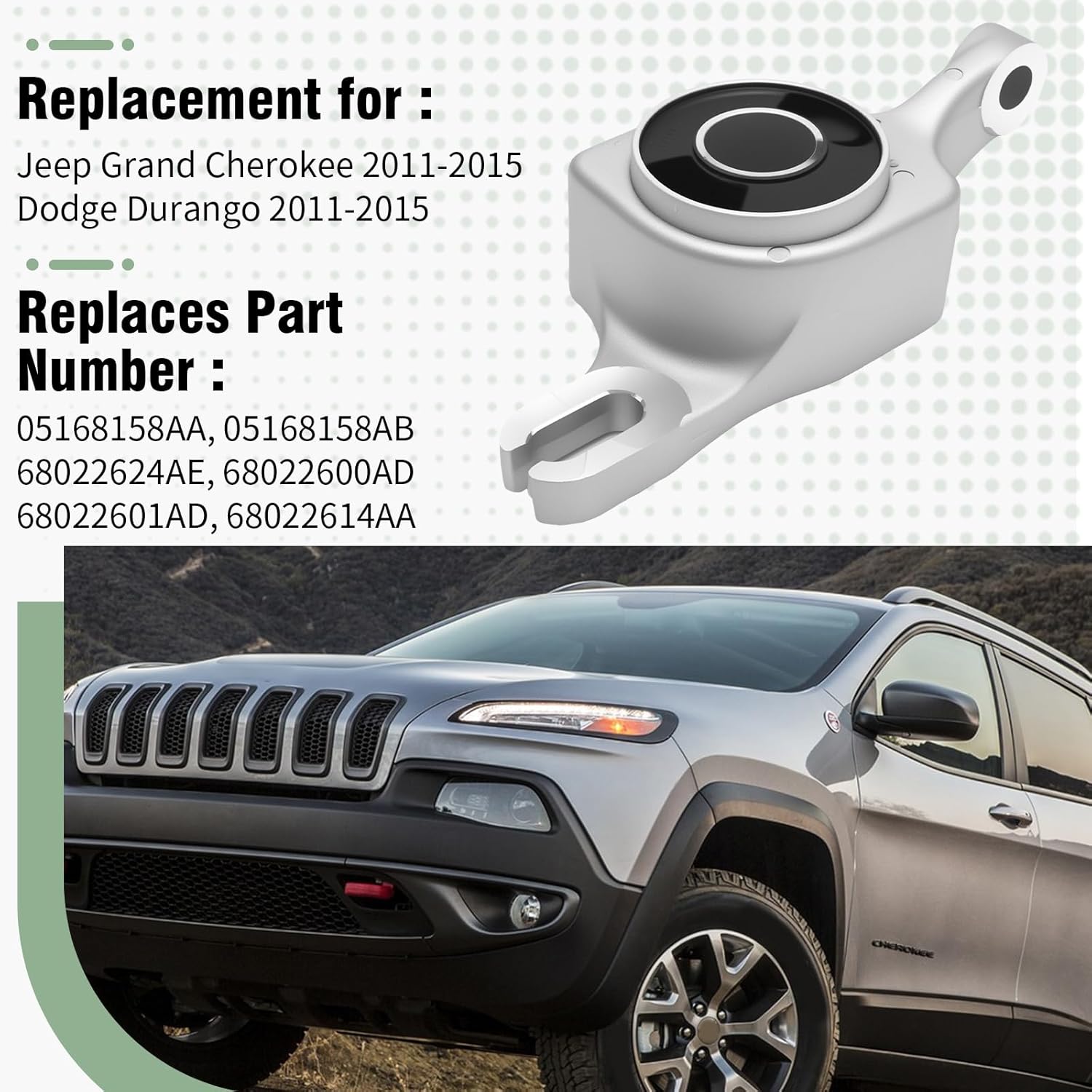 10-Piece Front Control Arm Bushing Kit, Replacement for Jeep Grand Cherokee Replacement for Dodge Durango 2011-2015, Replaces 68022624AE 05168158AA K201335 K201261