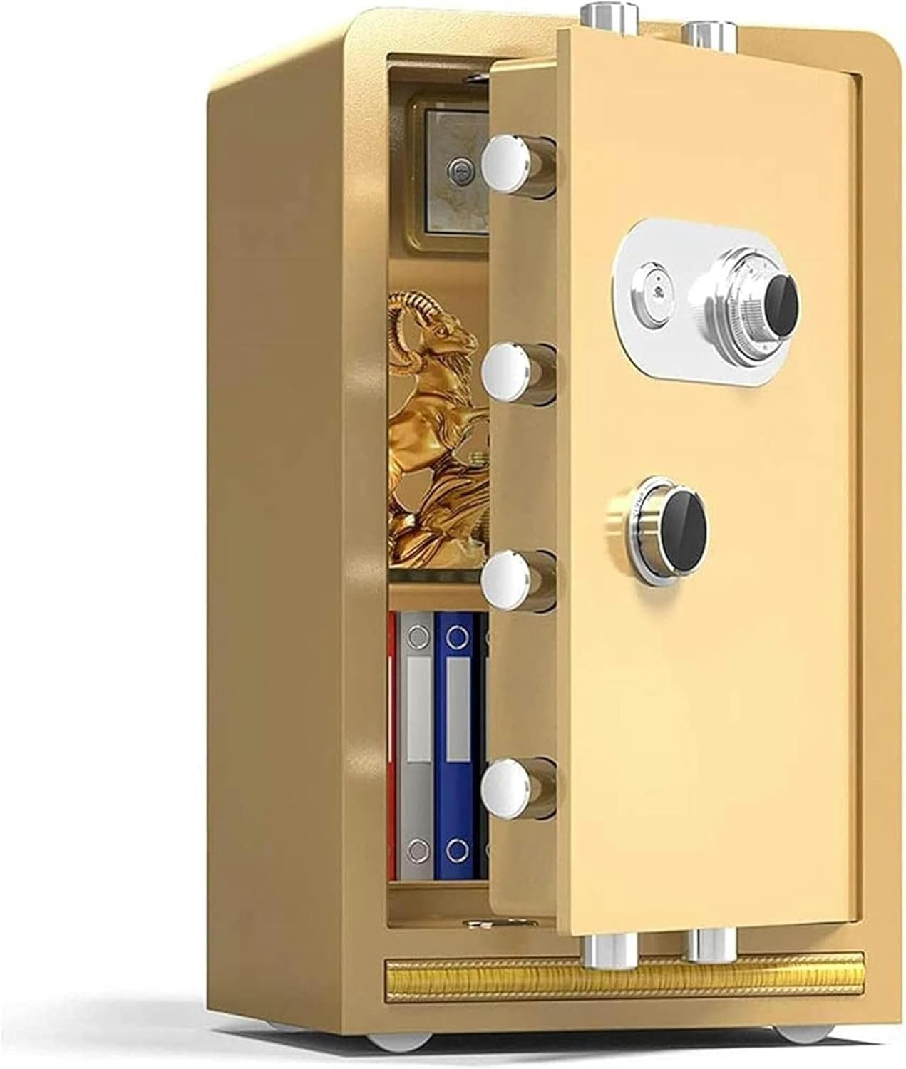 strongbox,Home Security Safe Steel Storage Box Suitable for Home Hotel Office Filing Cabinets, Fireproof, Anti-Theft and Anti-Drilling, 80x45x38cm, Gold-1 strongbox