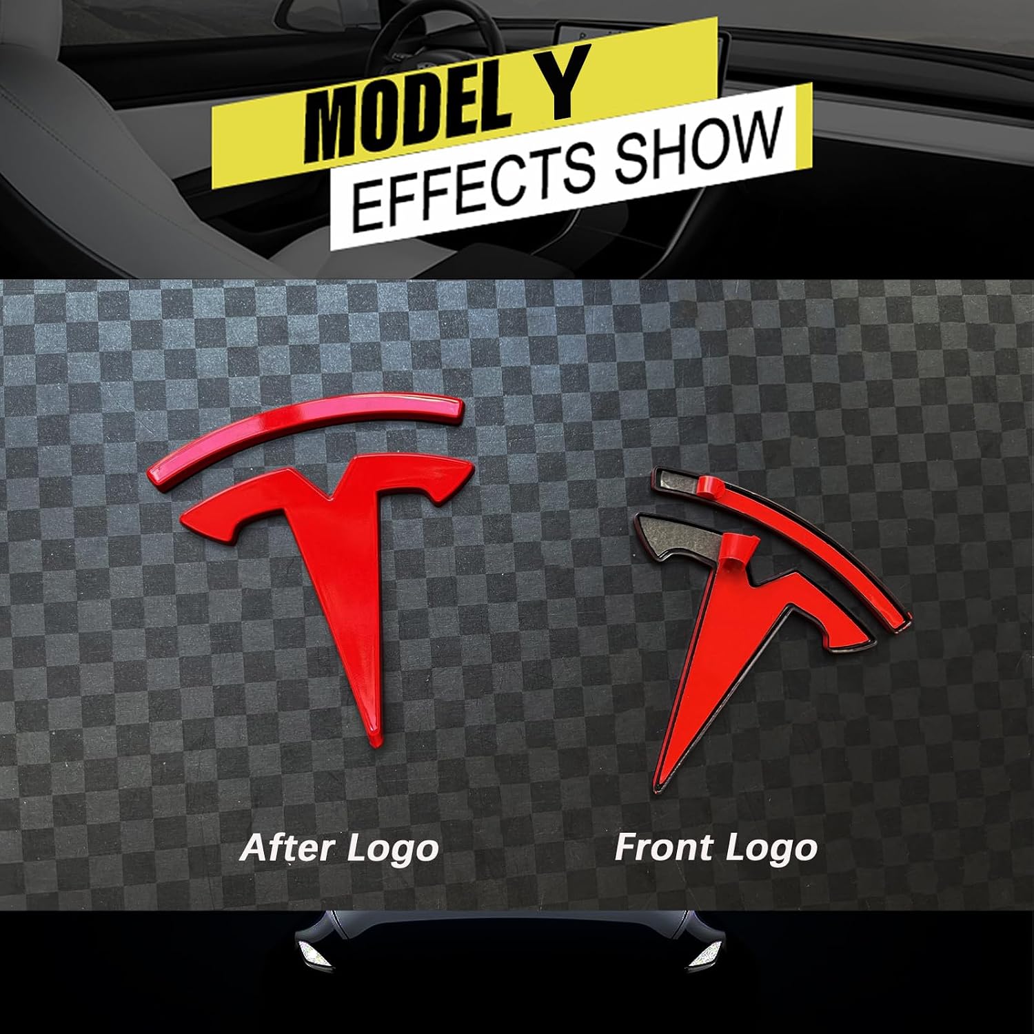 YHCDSEA Model Y Front Trunk/Rear Trunk Logo Sticker Cover Emblem Badge Decals for Tesla Model Y Accessories (Red)