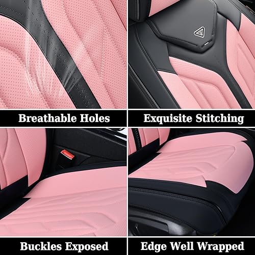 Vista 136 de Coverado Juego completo de fundas para asiento delantero y trasero para automóvil, cuero, impermeables, acojinadas, protectoras, ajuste universal