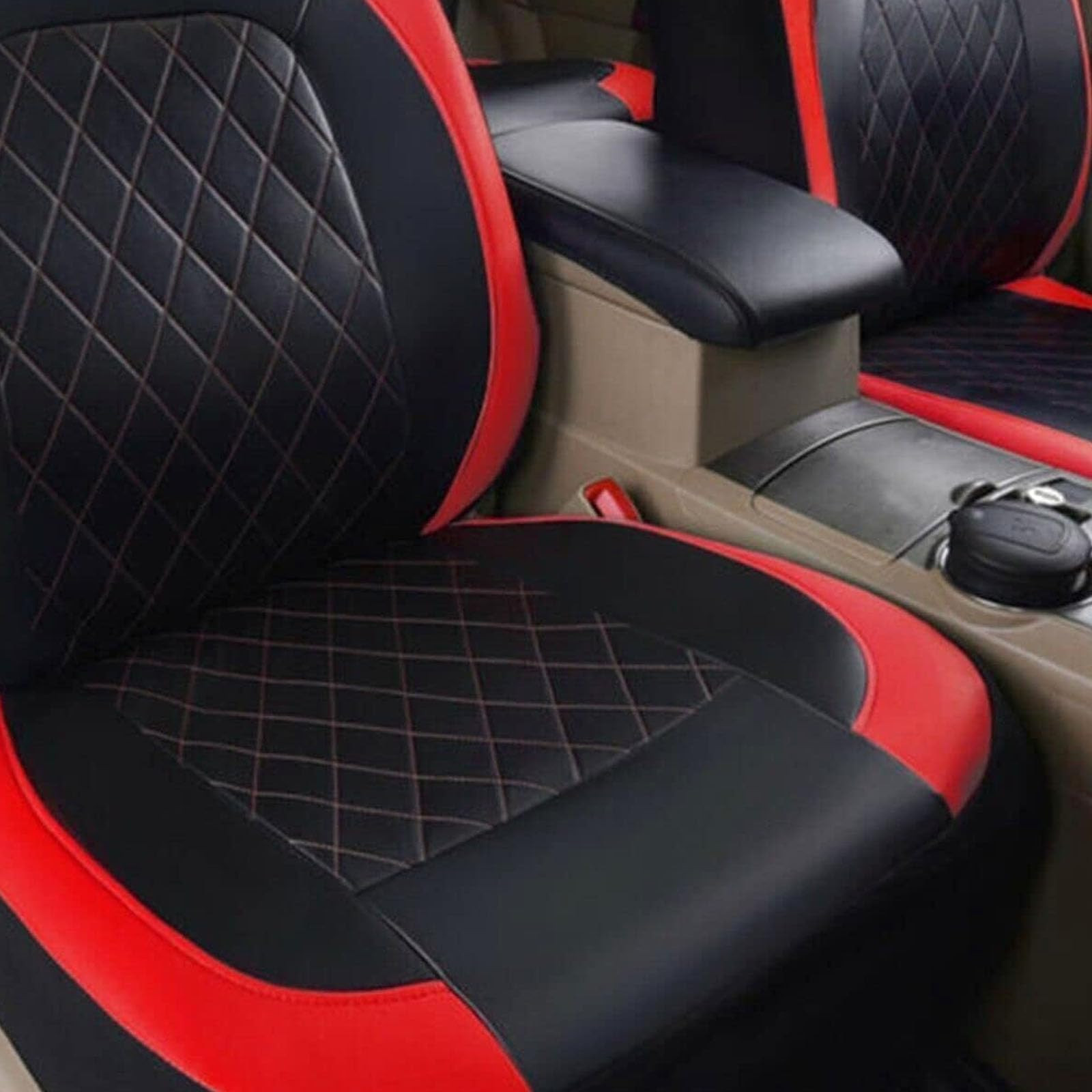 Cuir Ensembles De Housses Siège Voiture pour Renault Clio III/Renault-Clio 2000-2023 2024, Complet Avant et Arrière Imperméable Durable Protection Nonslip Accessoires,A/Red