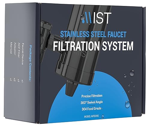 Miniatura 3 de Mist - Filtro de agua para fregadero, filtro de grifo, acero inoxidable, capacidad de 320 gl, reduce el metal pesado, filtro de agua certificado