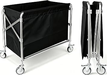 Industrial Collapsible Laundry Cart with Wheel 12 Bushel 400l | Commercial Laundry Hamper Large Heavy Duty Rolling Laundry Basket Waterproof Laundry Trucks for Home Organizer Storage