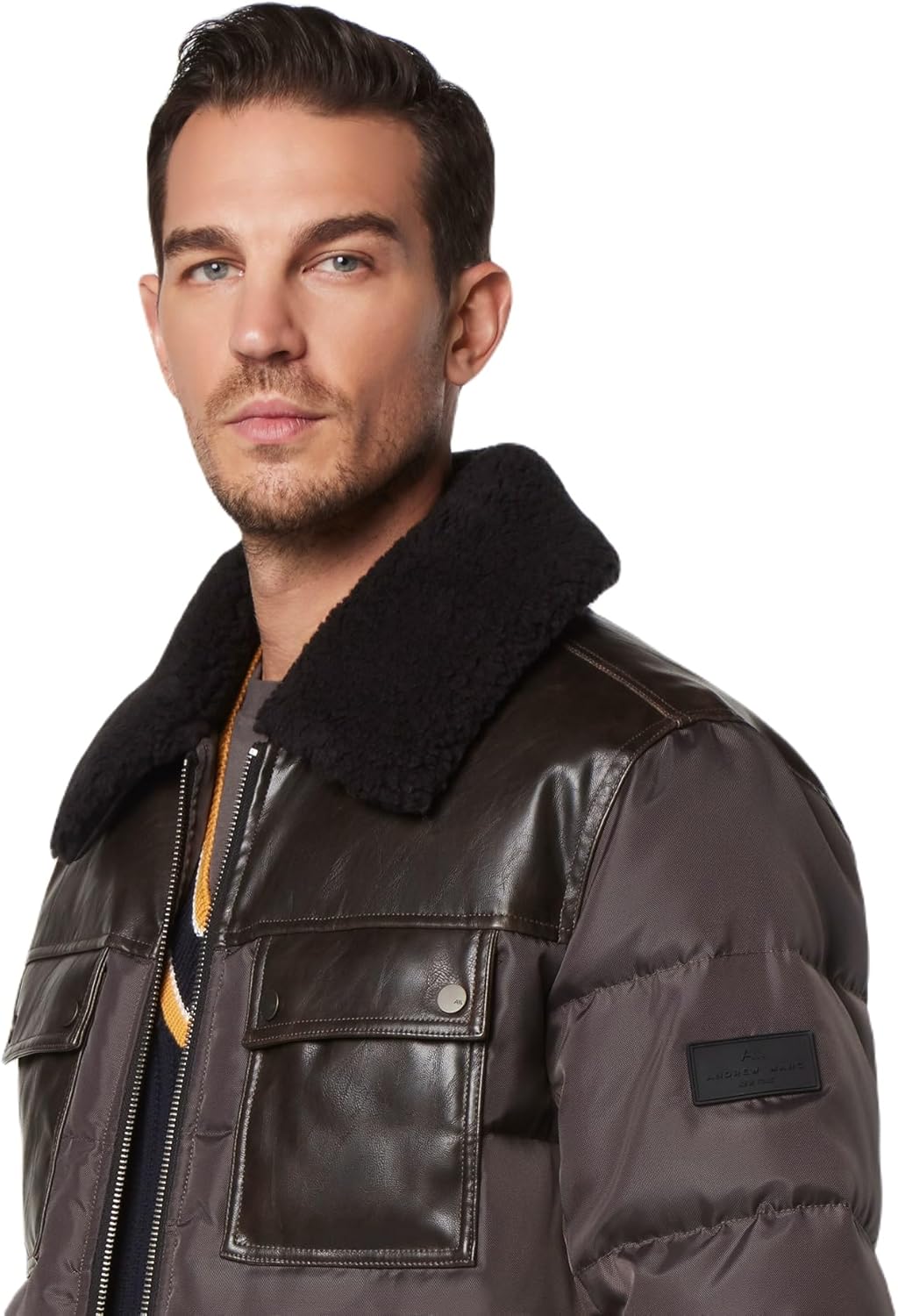 Andrew Marc Men's Andrew Marc Men's Faux Leather Sherling Jacket