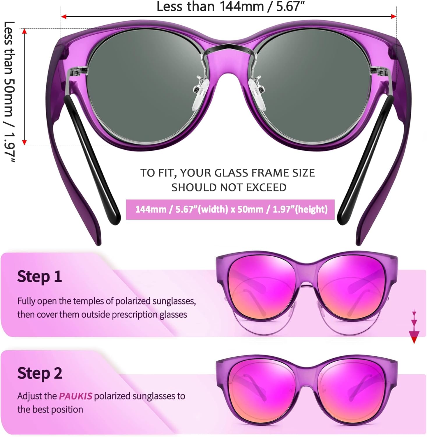 Polarized Sunglasses Over Glasses Women, Fit Over Glasses Sunglasses,Cat Eye Trendy Sun Shades UV400 Protection - Image 5