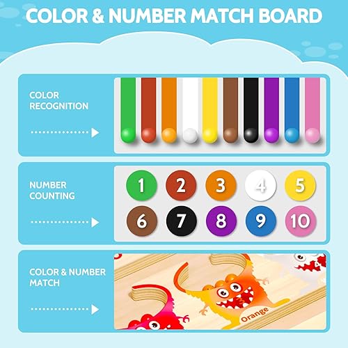 Miniatura 6 de Teneytoyz Laberinto magnético de color y números, juguetes Montessori para niños de 3, 4, 5 años, habilidades motoras finas para niños pequeños,