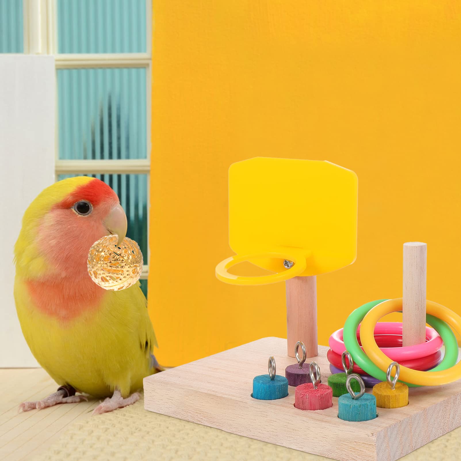 VANZACK 3juegos Juguete De Baloncesto para Perros y Pájaros Accesorio Interactivo De Entrenamiento para Periquitos y Loros Juguete De Entretenimiento Aros De Color y Material Resistente